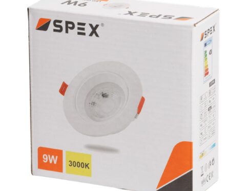 SPEX 9W LED Downlight – 3000K Warm White, Round Recessed Ceiling Light