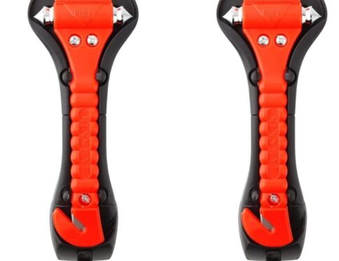 Car Safety Hammer Emergency Escape Tool with Seat Belt Cutter and Vehicle Window Glass Breaker (Pack of 2)