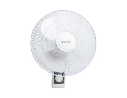 Spex 16-Inch Wall Fan ? 3 Speed Settings with Pull Cord Control, Wide Oscillation, 5 Leaf Blades, Quiet Motor