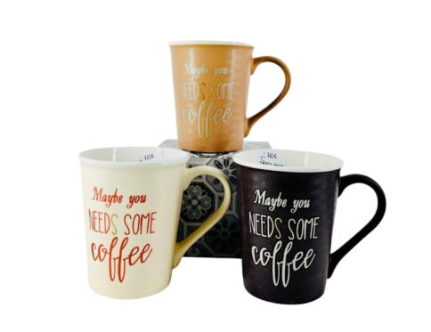 Set of 3 Multicolor Coffee Mugs