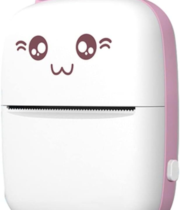 Portable Mini Photo Printer, Cute Animal Design, Wireless Bluetooth Thermal Printer with USB Cable for Sticky Notes, Photos, Web & Document Printing
